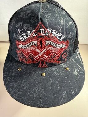 NWT Blac Label Hat Cap Snap Back Mens Black Embroidered Graphic Carpe Diem 1968